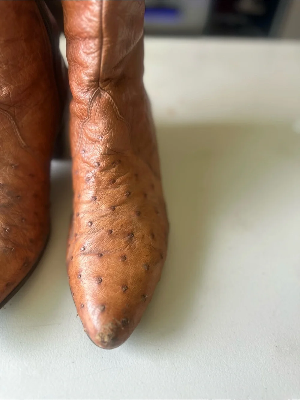 Brown Leather Pointed Ankle Boots with Low Heel